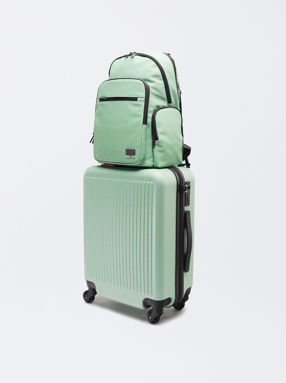 Nylon-Effect Backpack For 13” Laptop, Green, hi-res