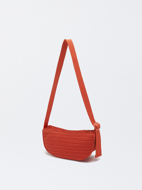 Textured Basic Crossbody Bag, Orange, hi-res