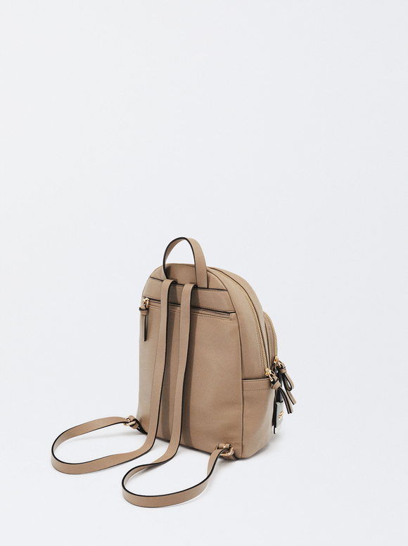 Backpack With Pendant, Brown, hi-res