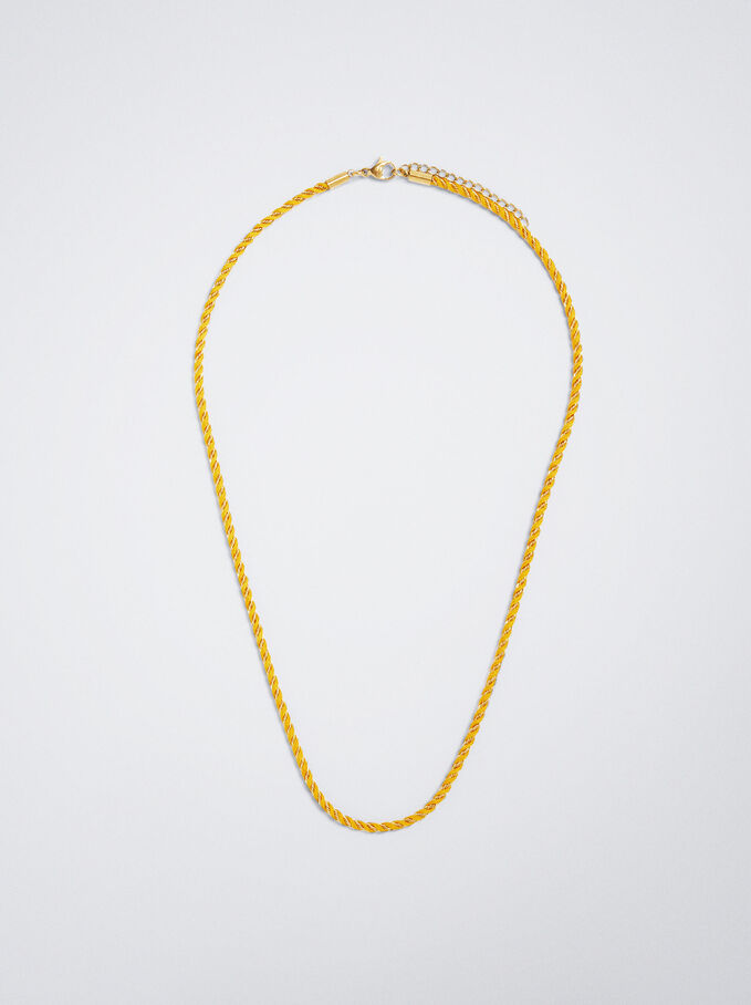 Short Steel Chain Necklace, Yellow, hi-res