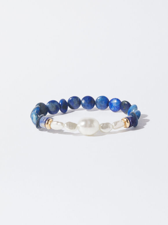 Bracelet With Pearls And Stone, Blue, hi-res