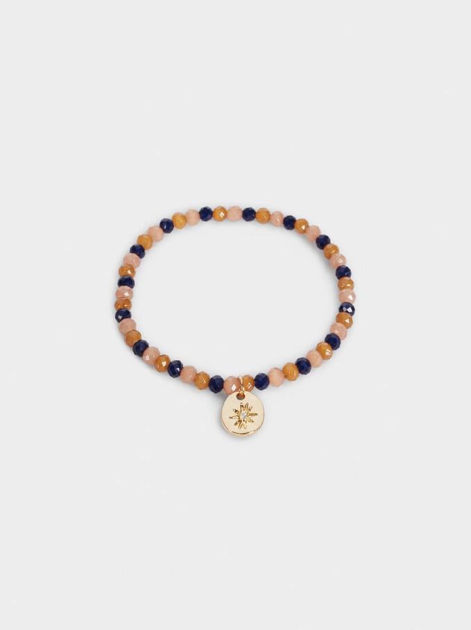 Elastic Bracelet With Beads And Medallion, , hi-res