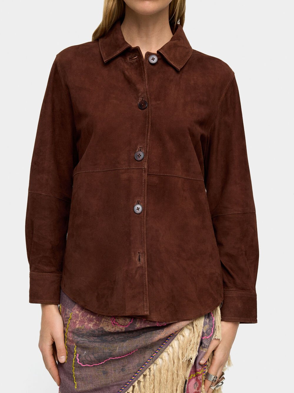 Suede leather overshirt