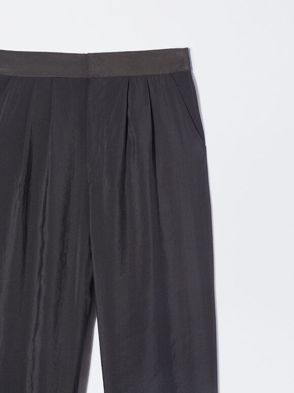 Straight Trousers With Pleats, Grey, hi-res