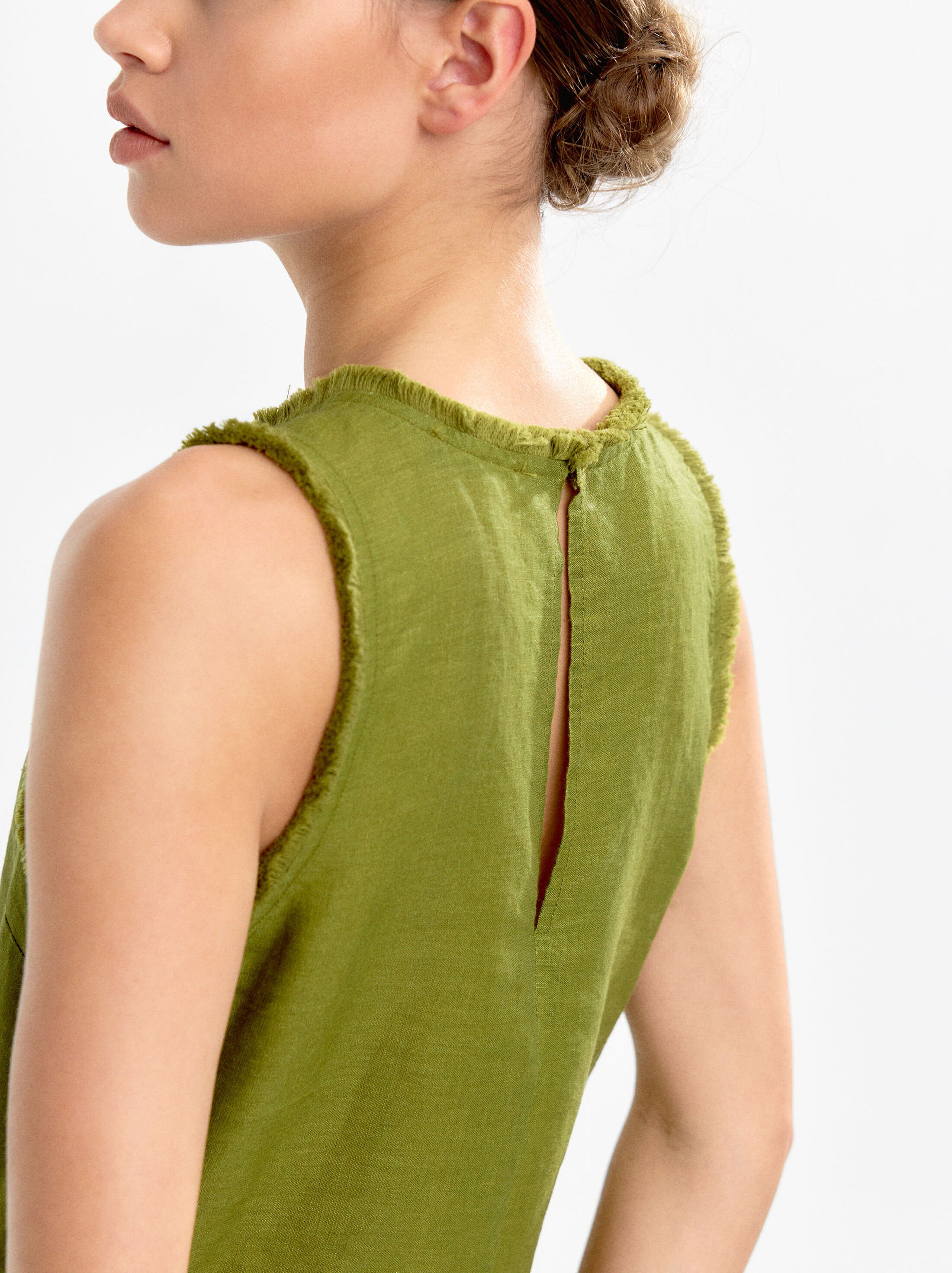 100% linen dress with print image number 4.0