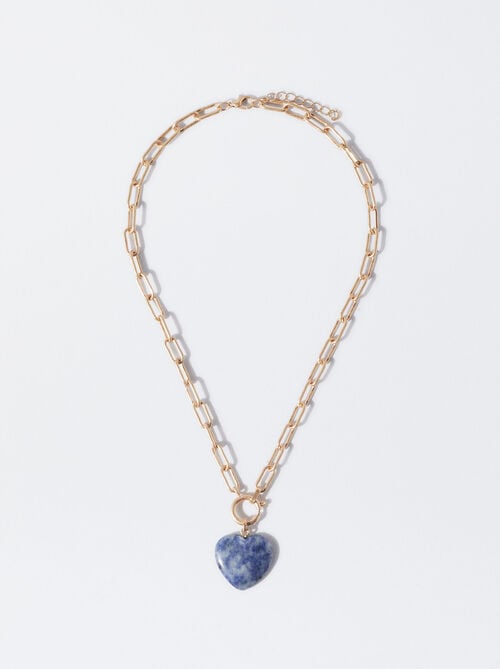 Golden Necklace With Heart Pendant