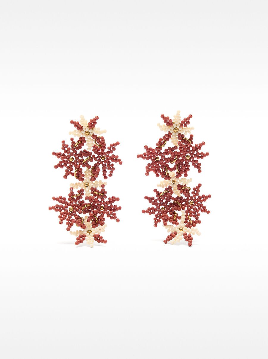 Long beaded flower earrings