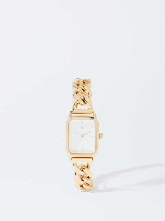 Gold Watch With Link Bracelet, Golden, hi-res