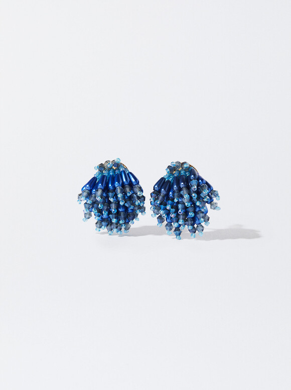 Boucles D’Oreilles Avec Perles Fantaisie, Bleu, hi-res