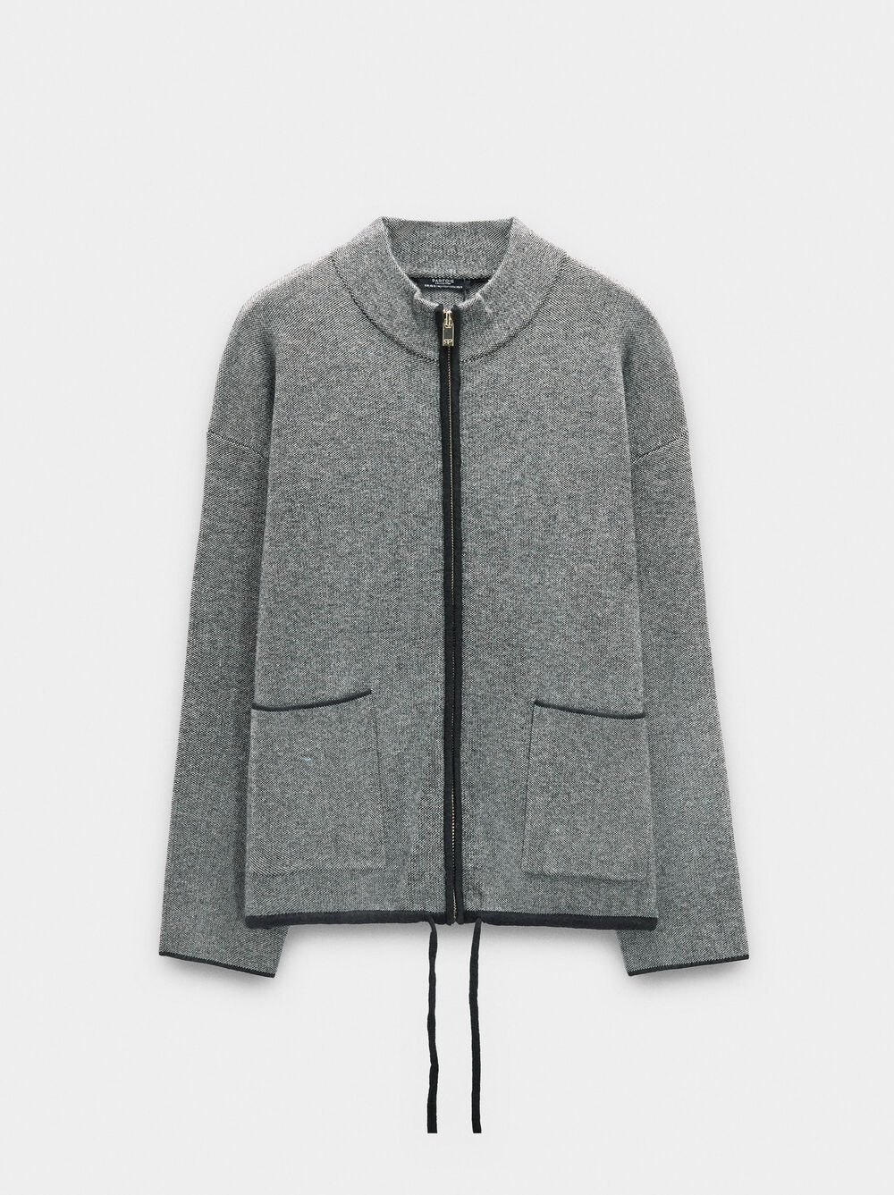 Knit cardigan with zipper