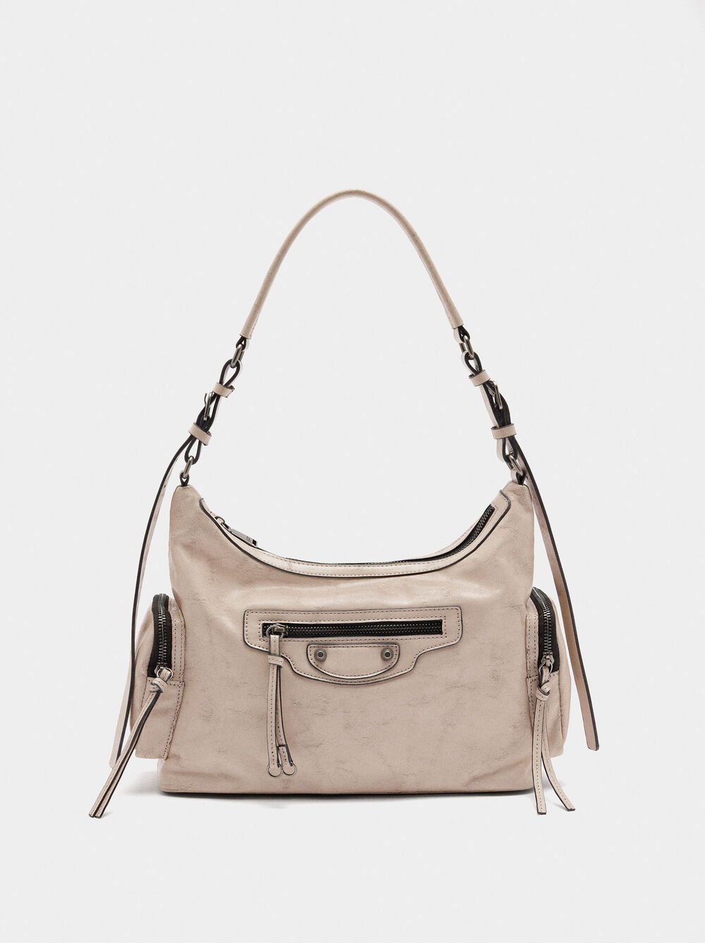 Bolso de hombro de efecto envejecido