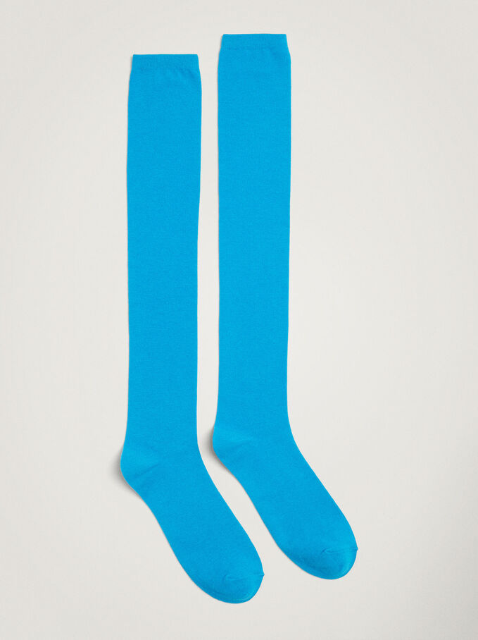 100% Cotton Socks, Blue, hi-res