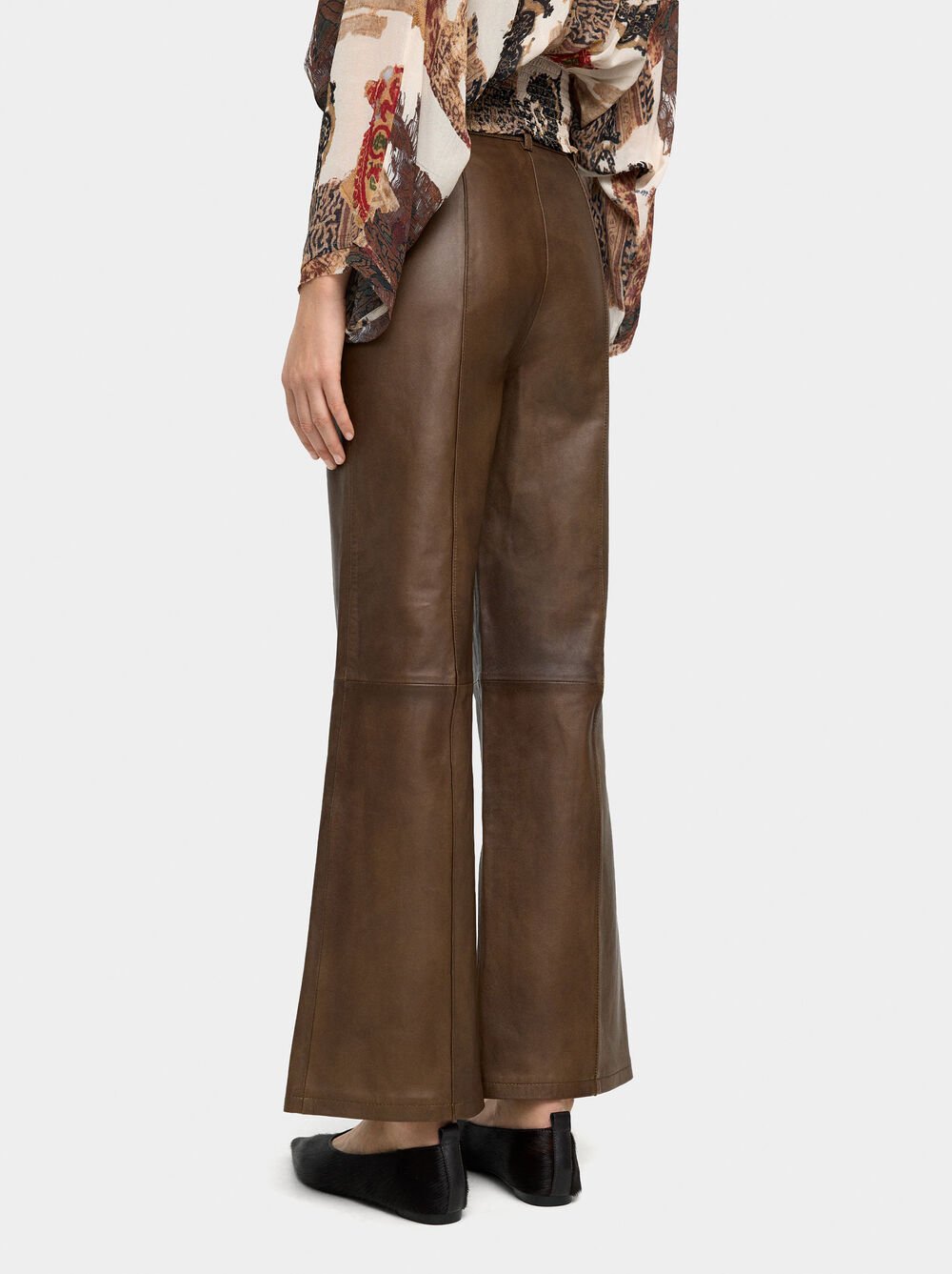 Flare leather trousers
