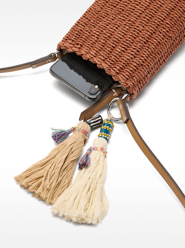 Straw effect phone bag