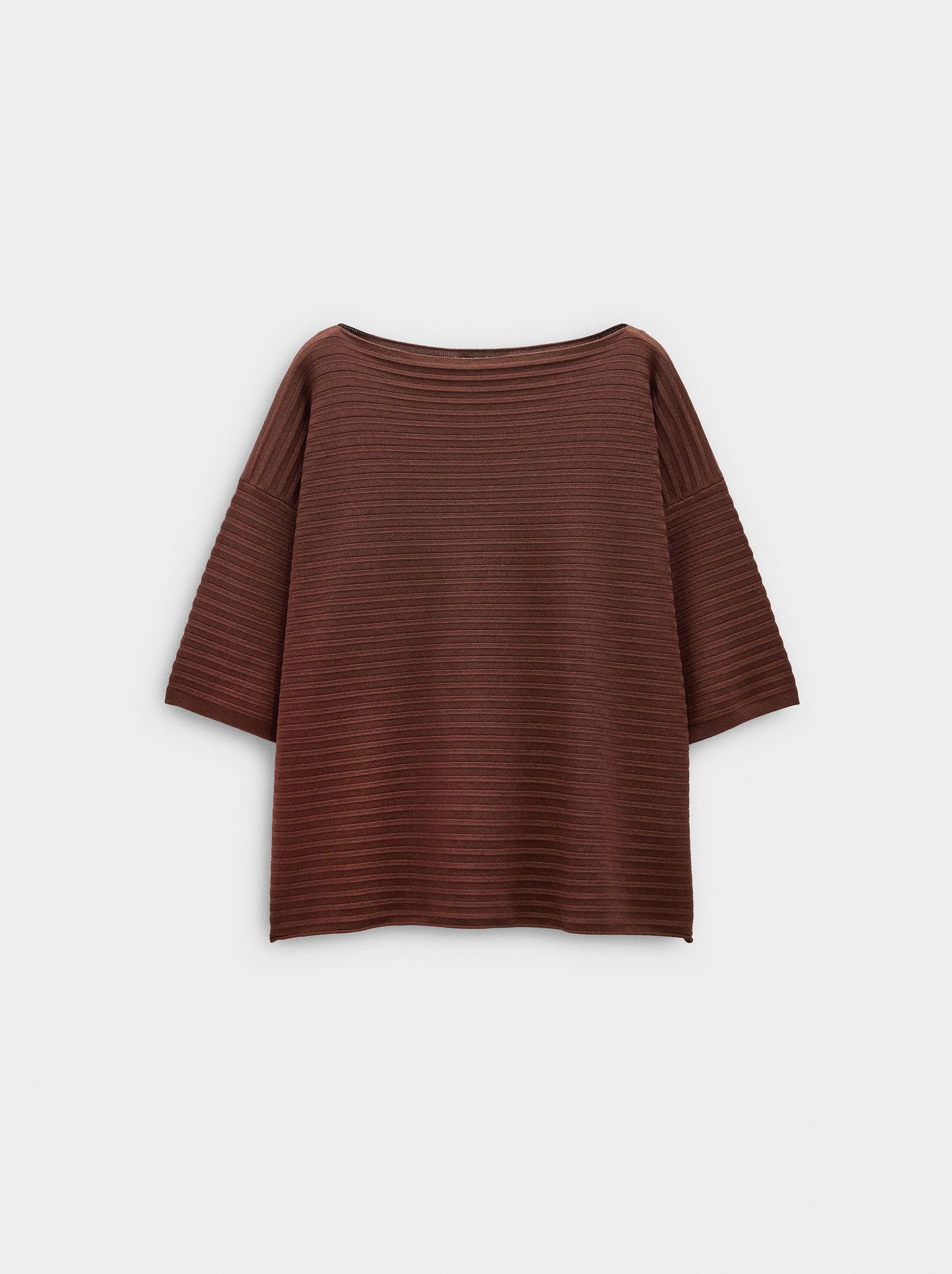Short-sleeve sweater in ribbed knit image number 5.0