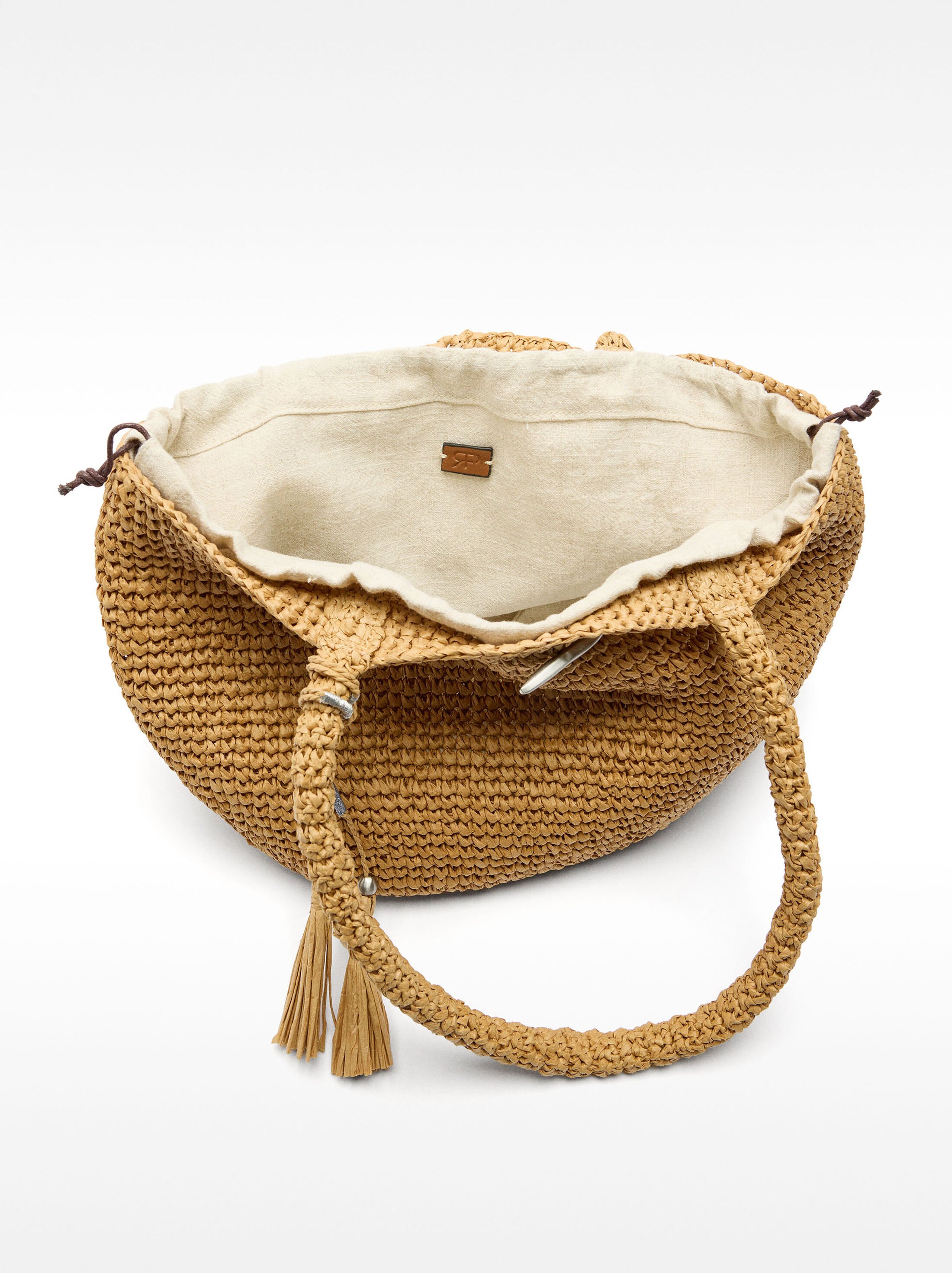 Tote bag with straw effect M image number 4.0