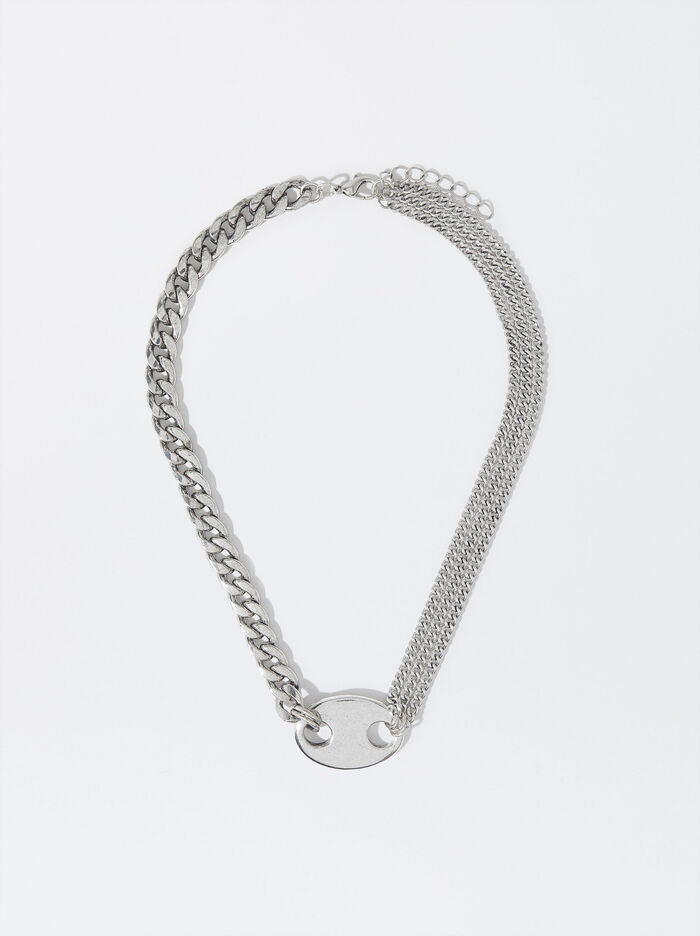Silberne Halskette Mit Mehreren Ketten