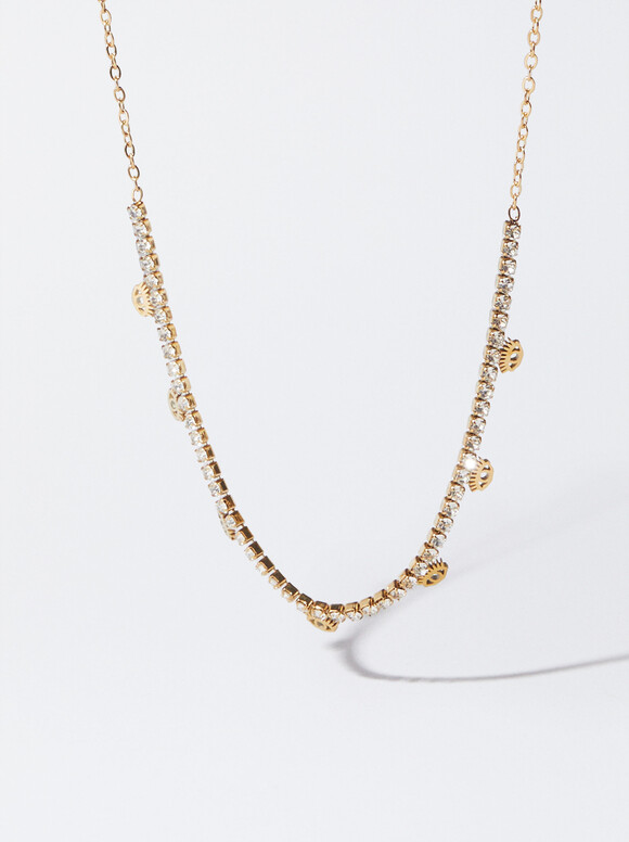 Stainless Steel Golden Necklace, Golden, hi-res