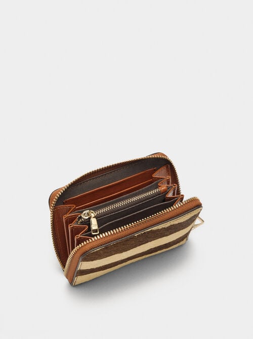 Cartera de piel con pelo