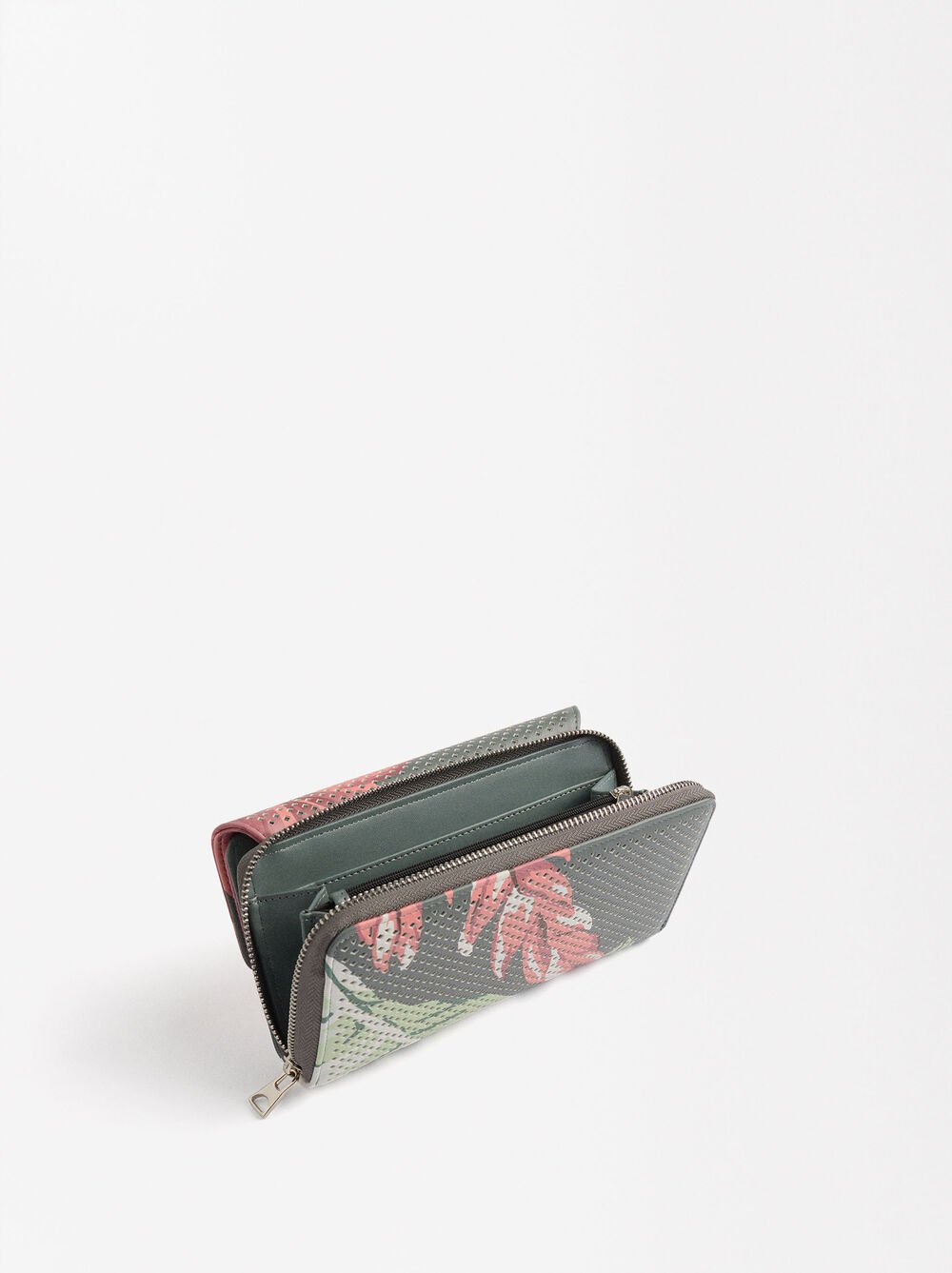 Floral textured printed wallet
