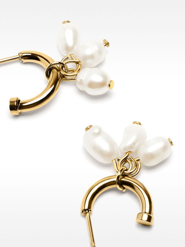 Freshwater pearl hoop earrings - stainless steel