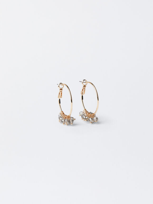 Gold Hoop Earrings , Golden, hi-res