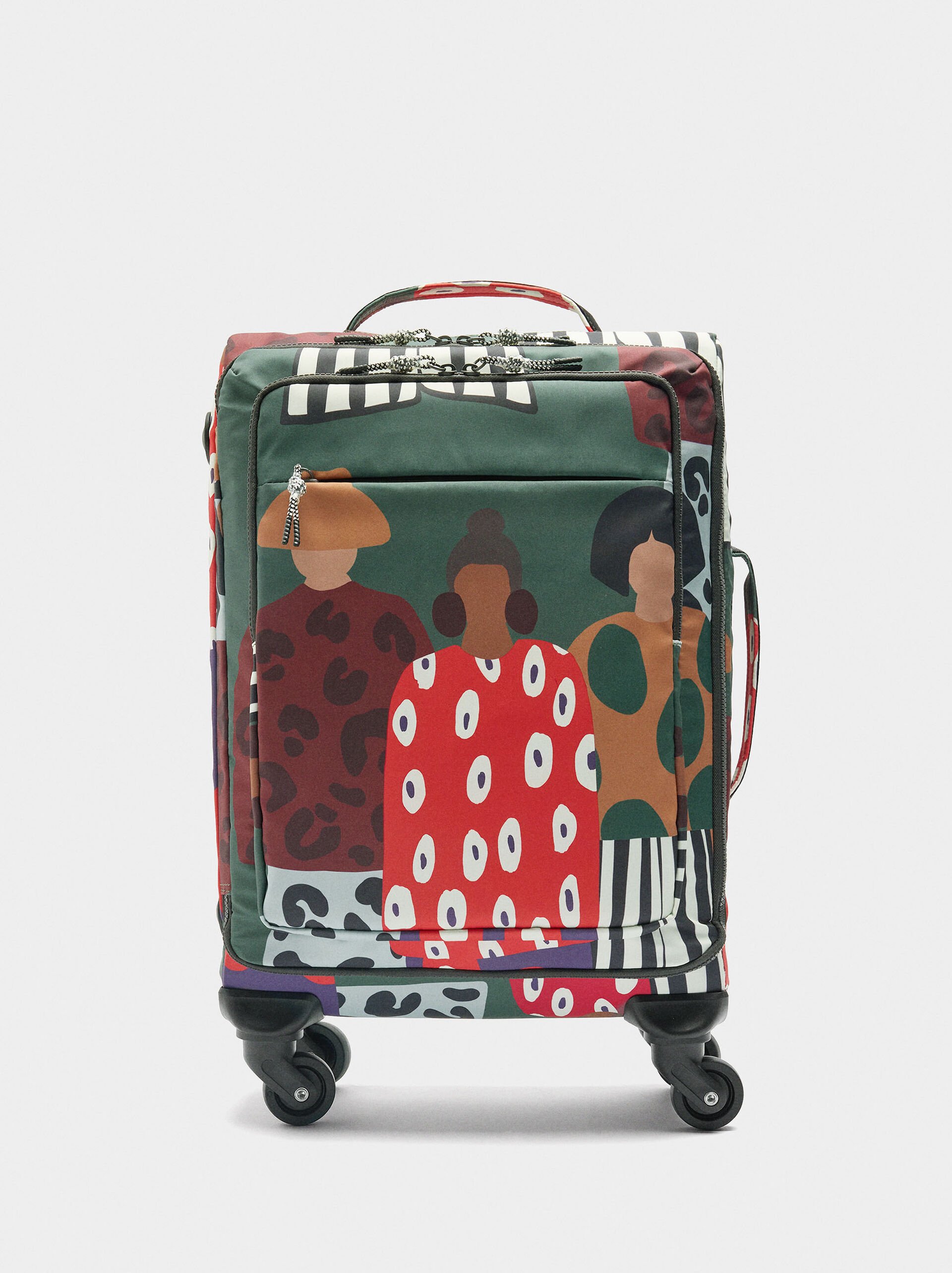 Travel suitcase with printed nylon image number 0.0