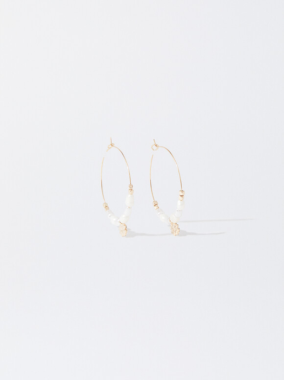 Hoop Earrings With Freshwater Pearls, , hi-res