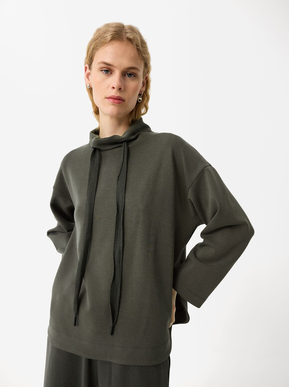 High-Neck Modal Sweatshirt, , hi-res