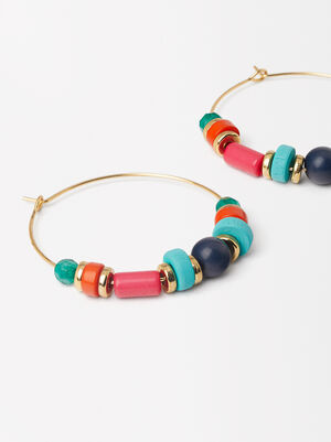 Hoops Earrings With Multicolored Beads