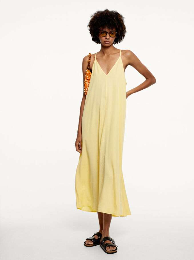 Long Strappy Dress, Yellow, hi-res