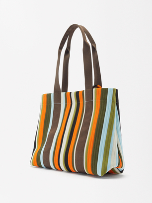 Striped Tote Bag L, Multicolor, hi-res