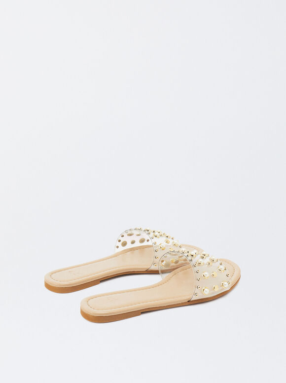 Flat Sandals With Applications, Golden, hi-res