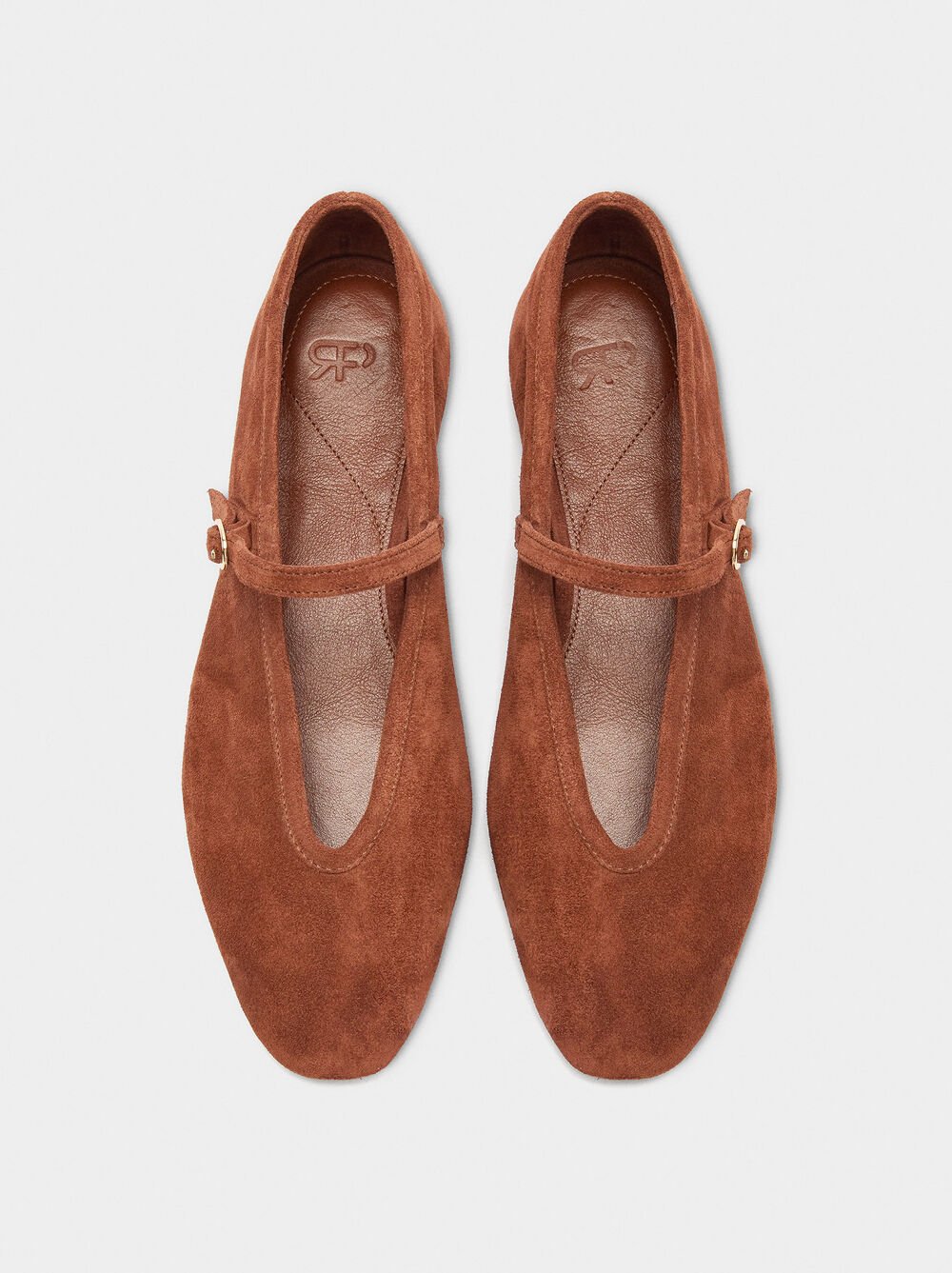Leather ballet flats with strap and buckle