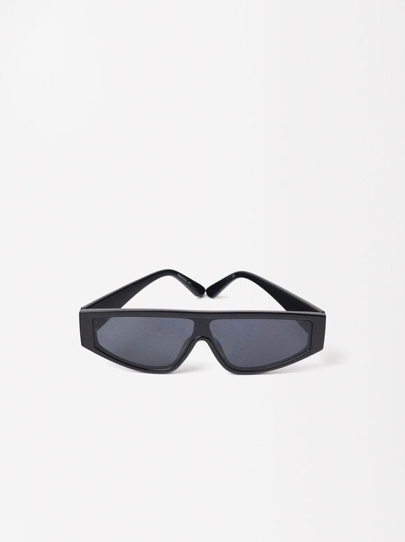 Rectangular Sunglasses, Black, hi-res