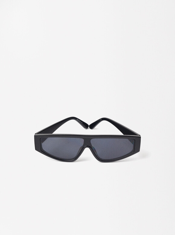 Rectangular Sunglasses, Black, hi-res