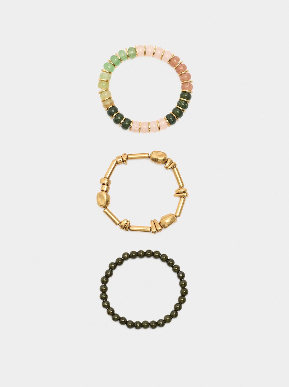 Set of bracelets with stones and resin