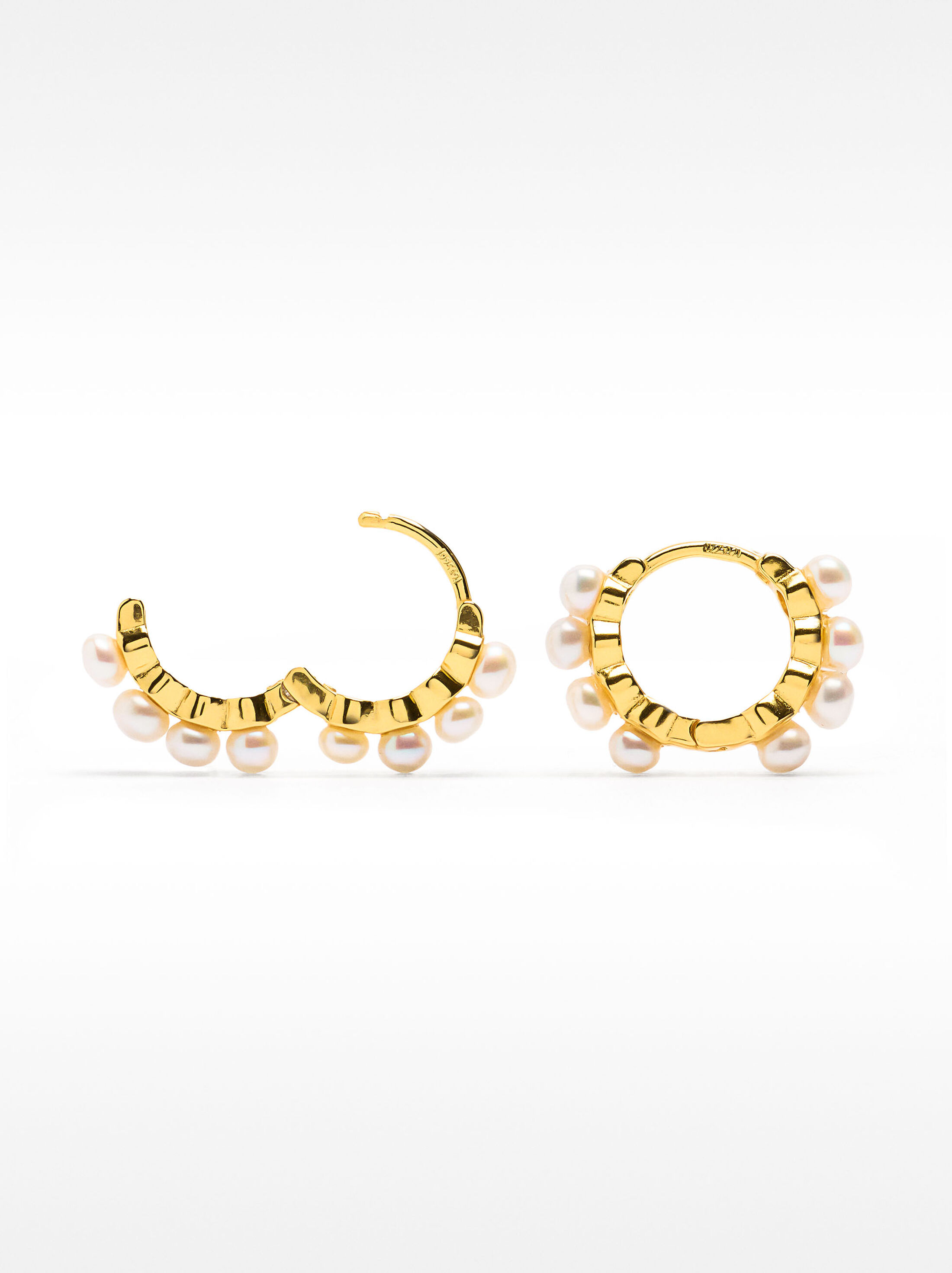 Hoop earrings with freshwater pearls - 925 sterling silver image number 4.0