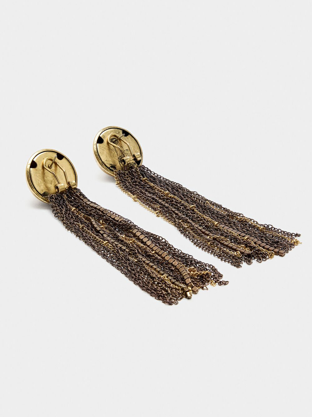 Boucles d'oreilles longues en chaînes et cristaux