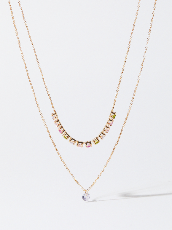 Set Of Necklaces With Crystals, Multicolor, hi-res