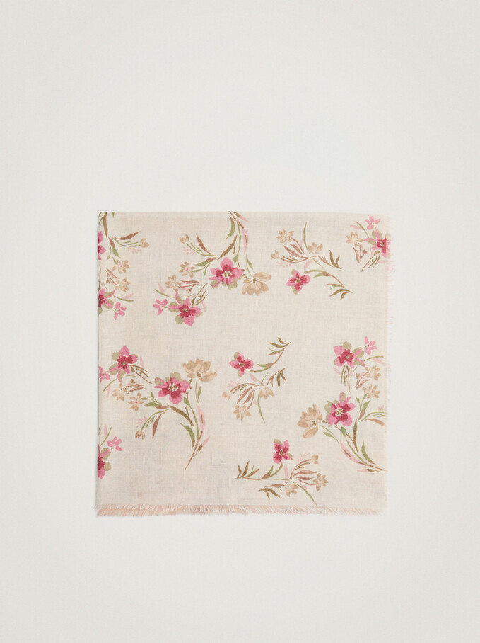 Floral Print Scarf, Pink, hi-res