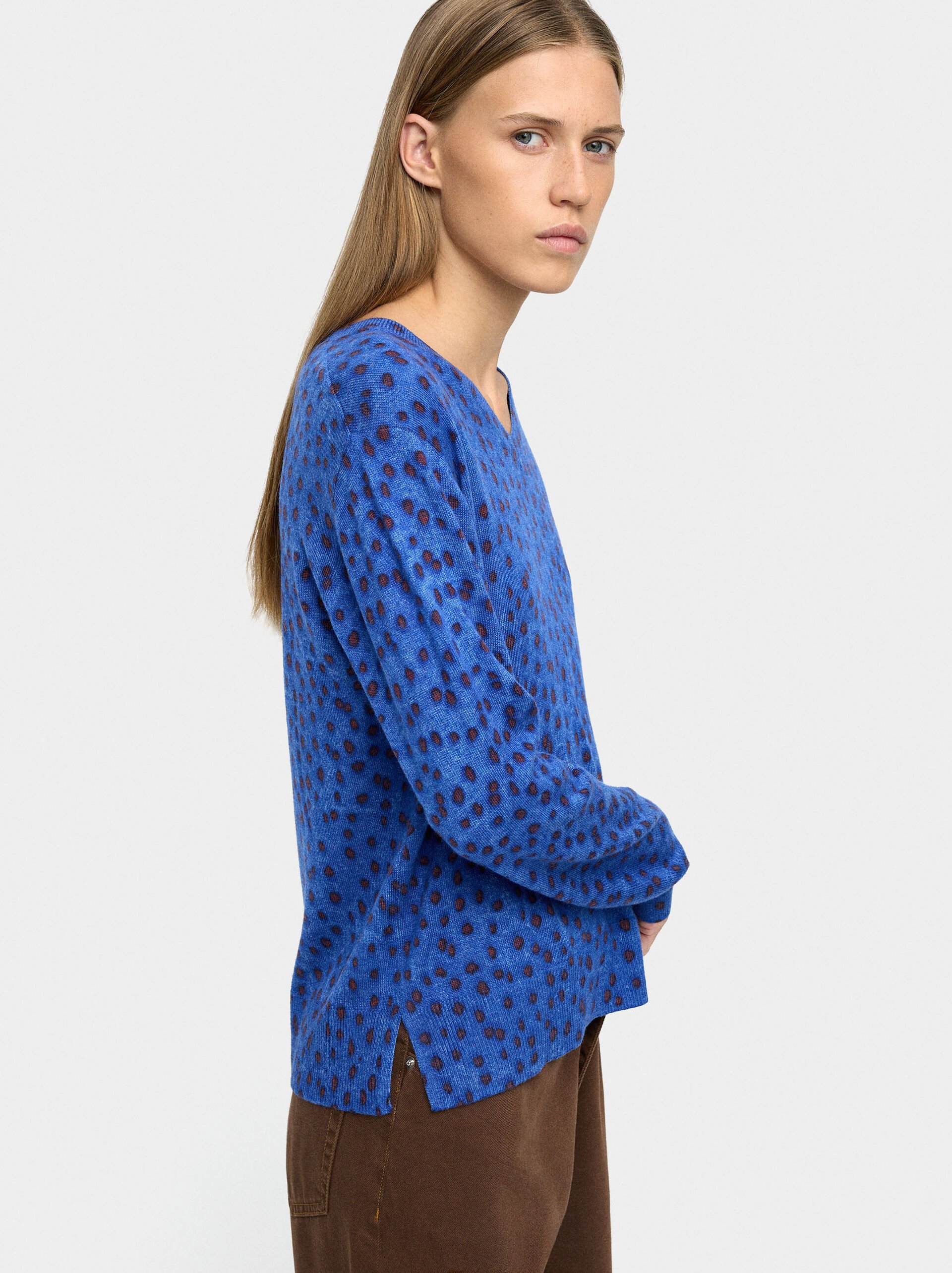 Gemusterter Strickpullover image number 1.0
