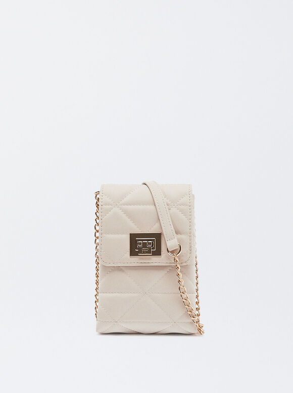 Padded Mobile Phone Bag, Beige, hi-res