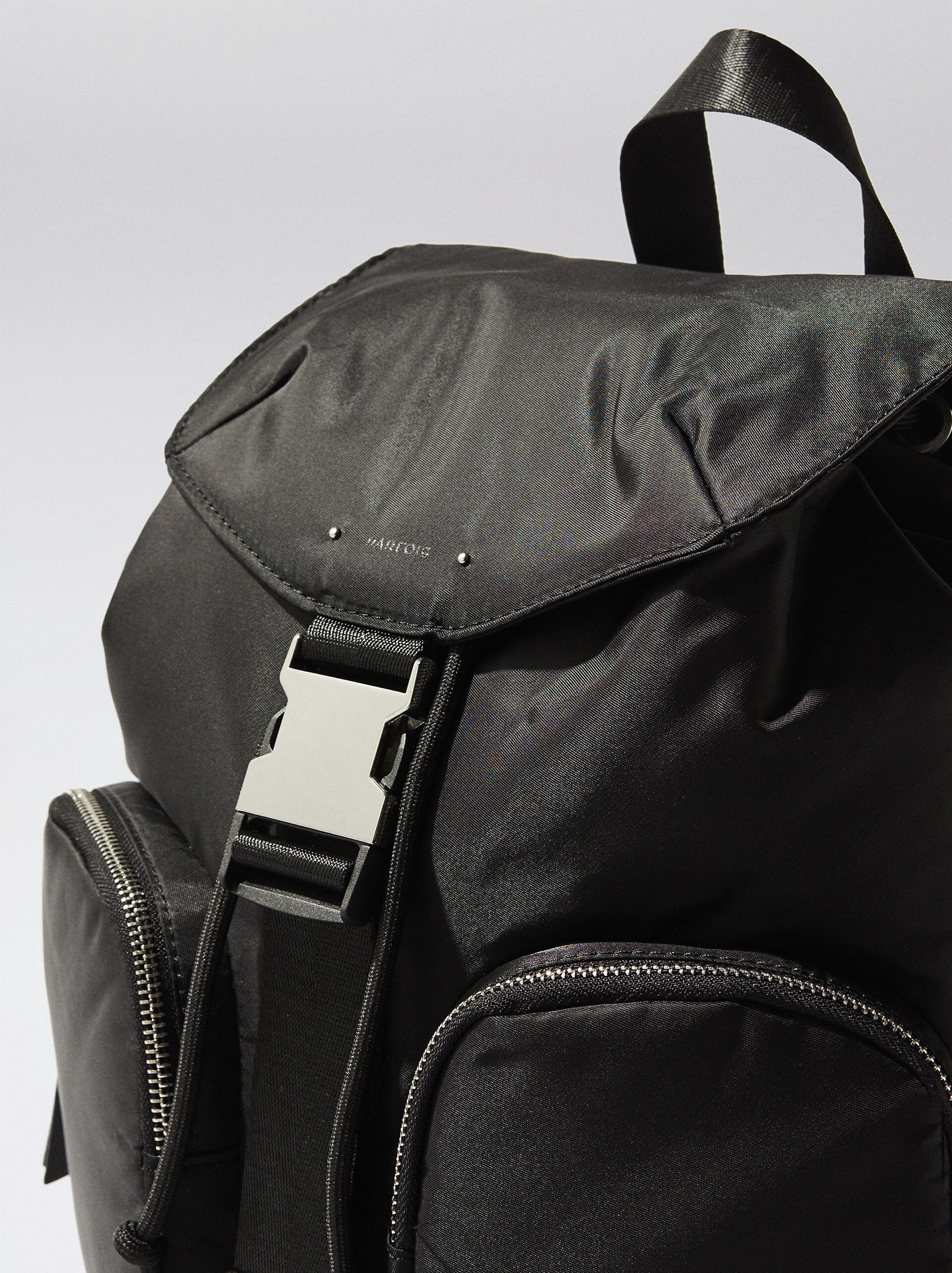 Nylon Backpack With Outside Pockets image number 1.0