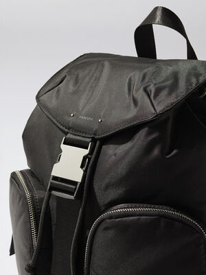 Nylon Backpack With Outside Pockets