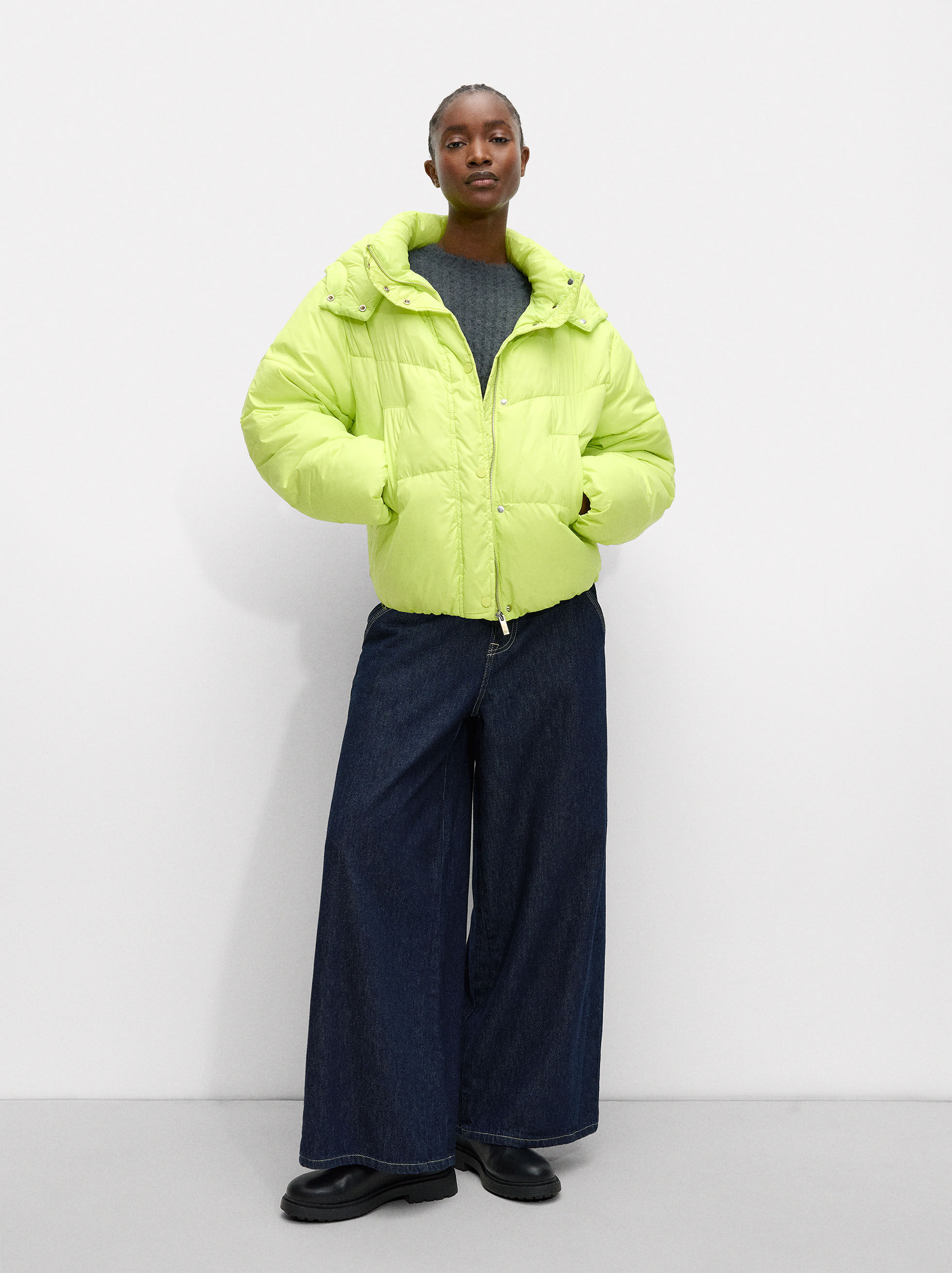 Hood quilted coat hot sale