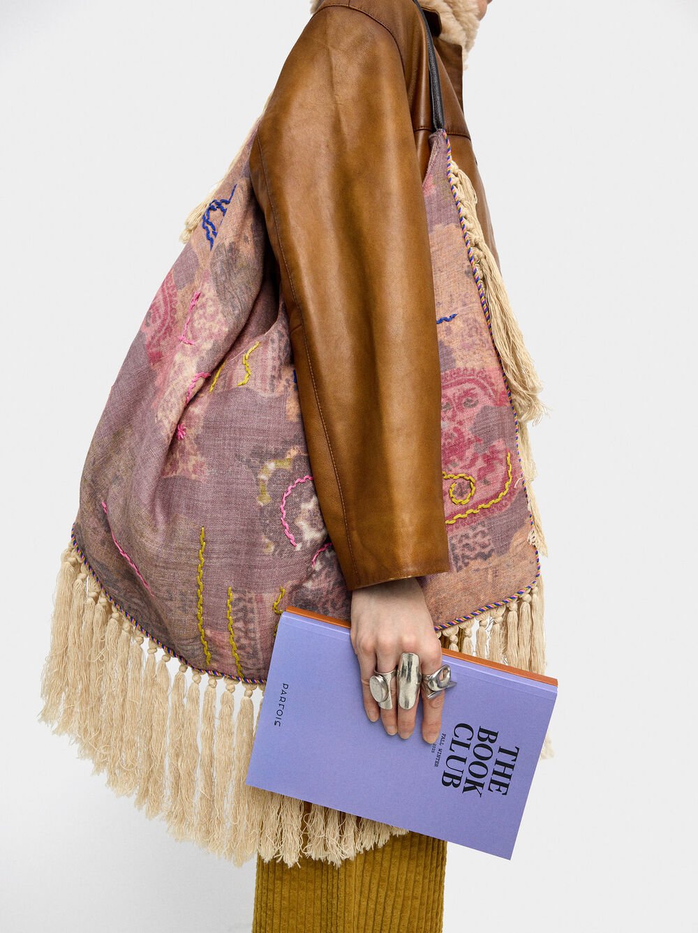 Sac shopper en tissu avec franges
