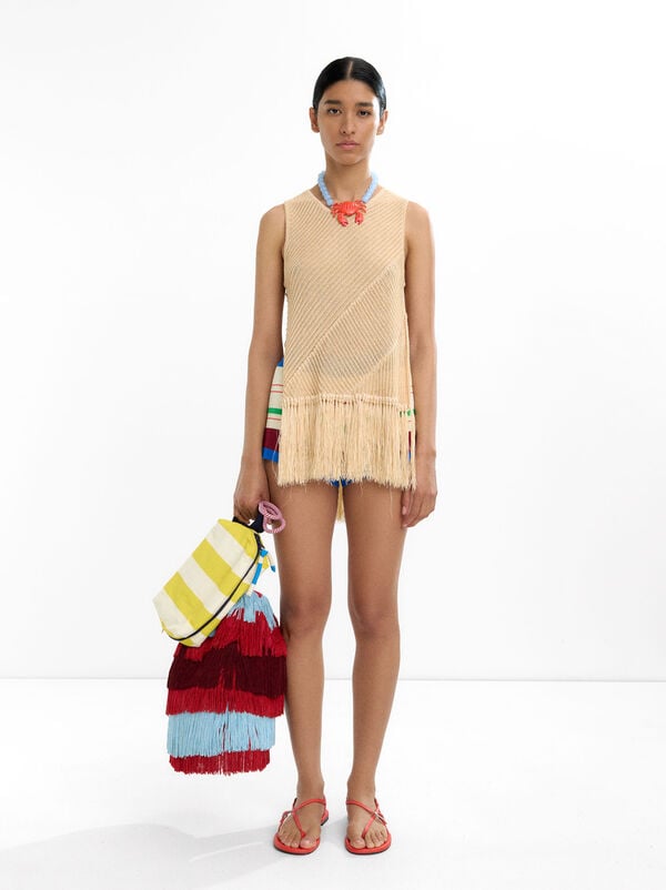 Knit top with fringes
