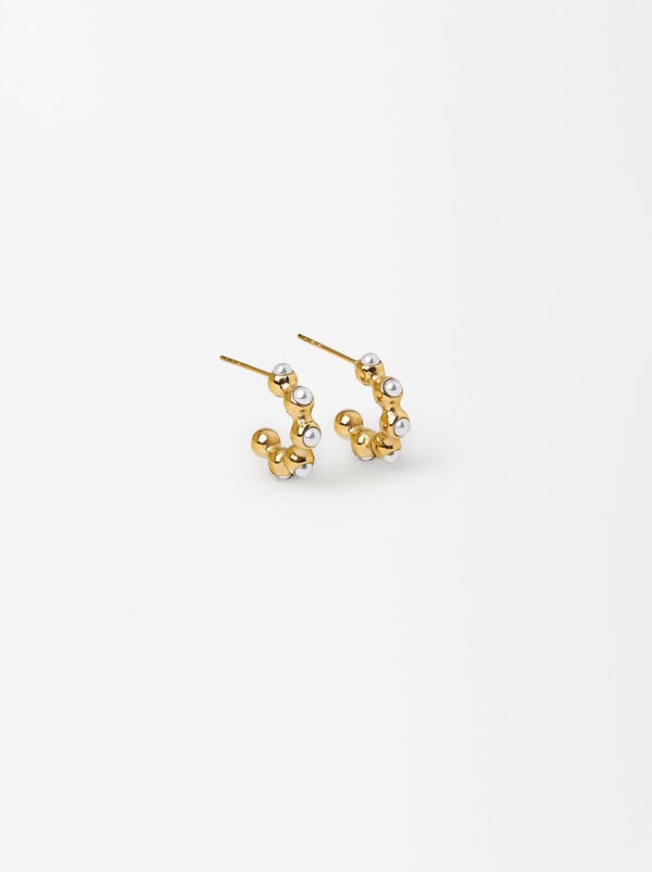 Golden hoop earrings - Stainless steel 