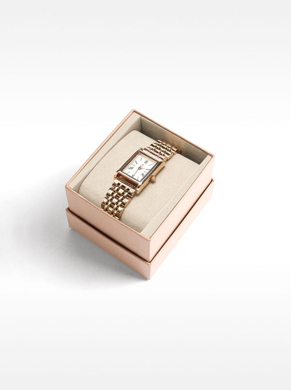 Square watch with a stainless steel bracelet